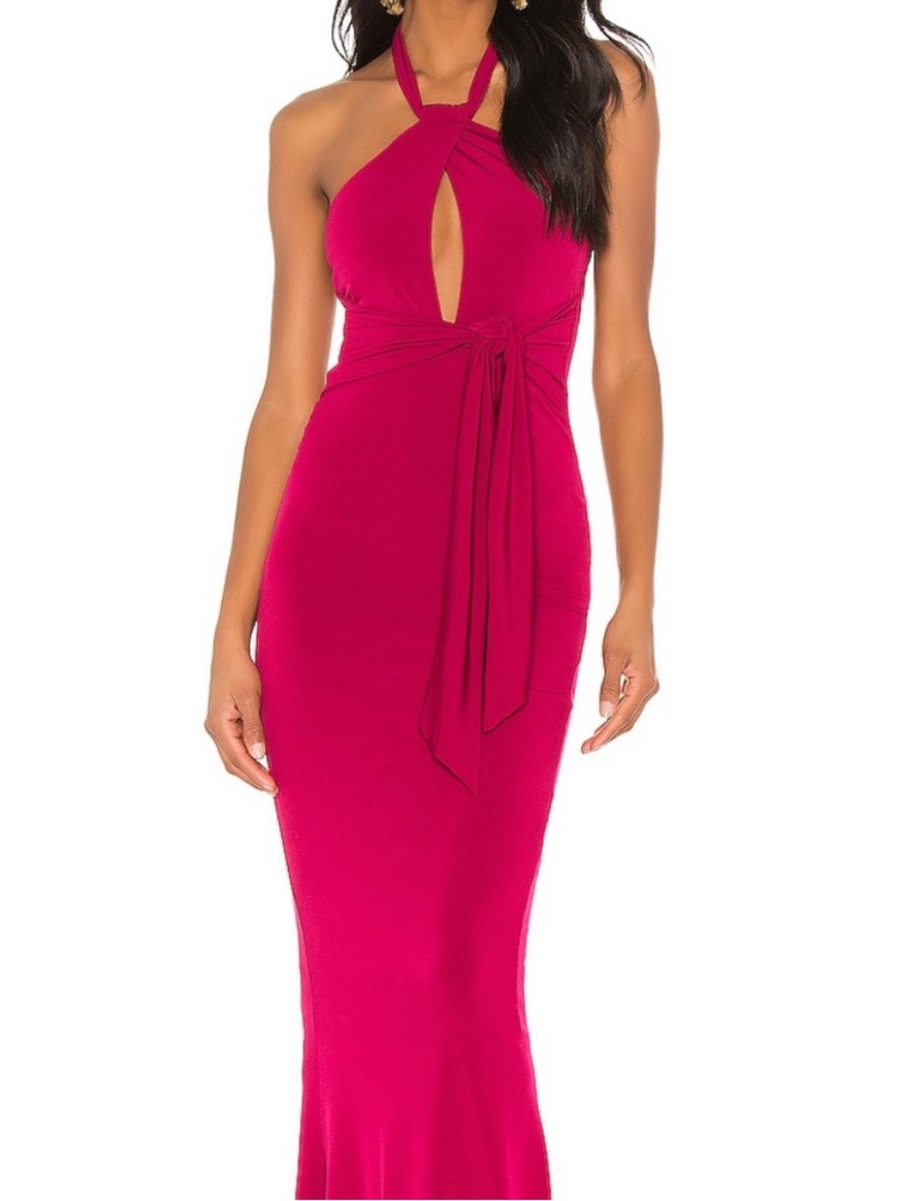 Nookie Halter Maxi Dress in Fuchsia
